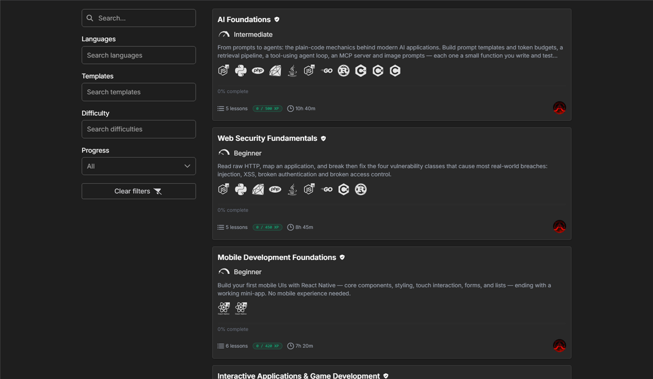 Lessons and learning paths